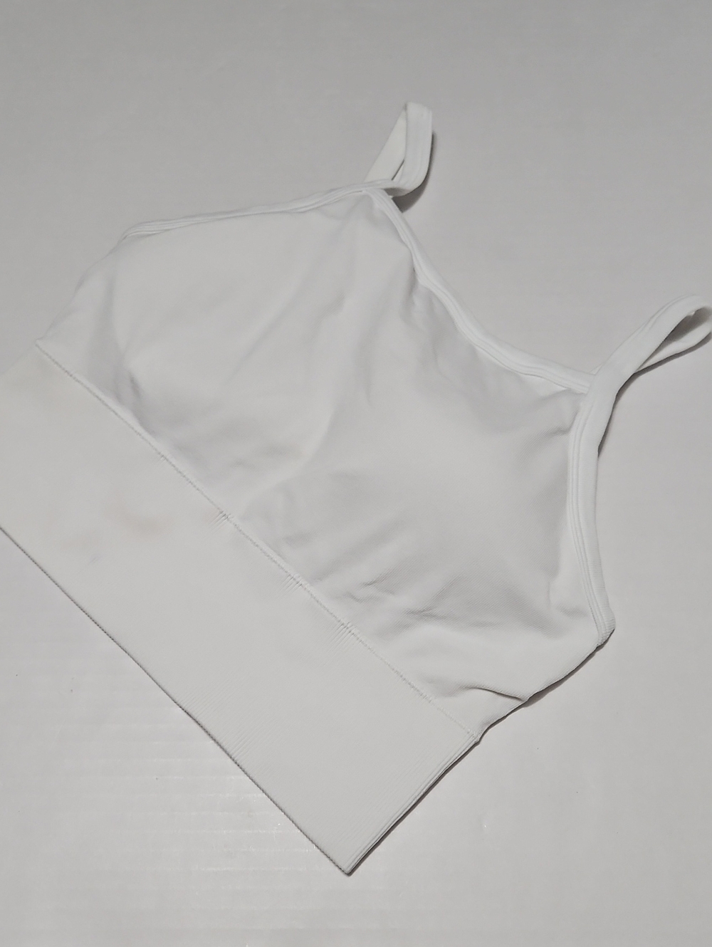 Pro Fit White Women’s Seamless Cami Crop Top Sports Bra Size L